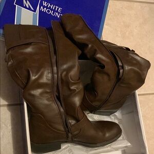 White Mountain Brown Over the Knee Boots with Relaxed Shaft